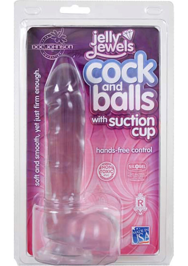 Jelly Jewels Cock And Balls With Suction Cup 8 Inch Diamond