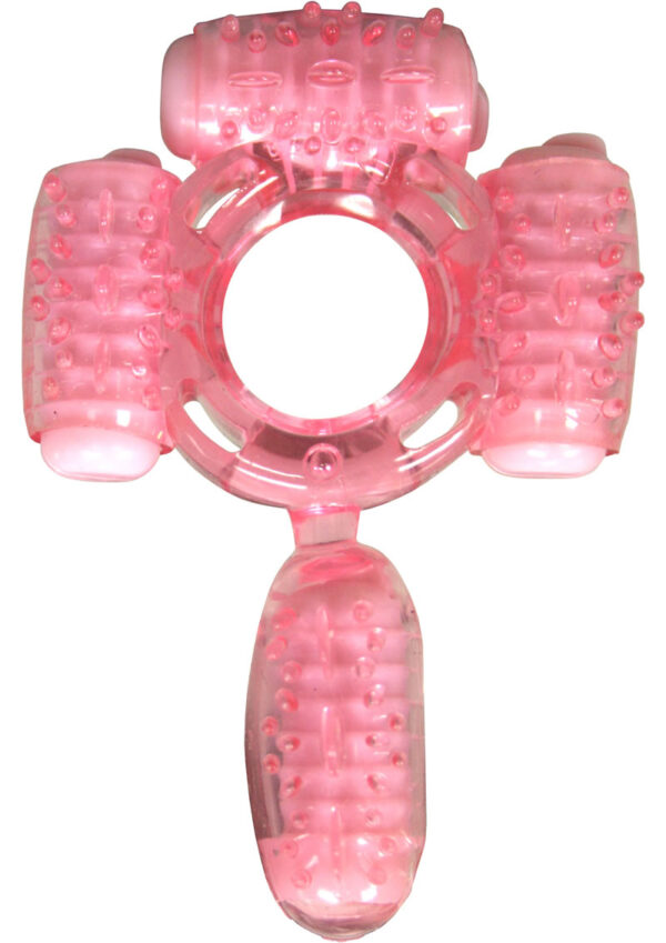 Humm Dinger Super Quad Vibrating Cock Ring Magenta