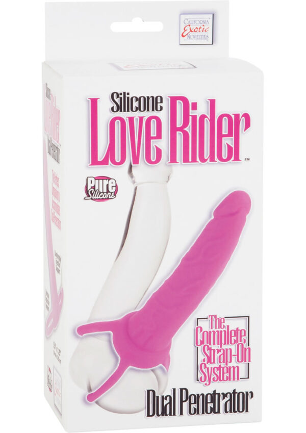 Silicone Love Rider Dual Penetrator Strap On System Pink