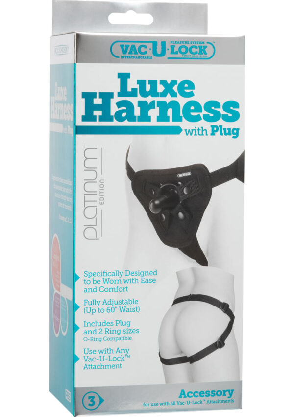 Vac U Lock Platinum Luxe Harness With Plug Black Adjust Up To 60 Inch Waist