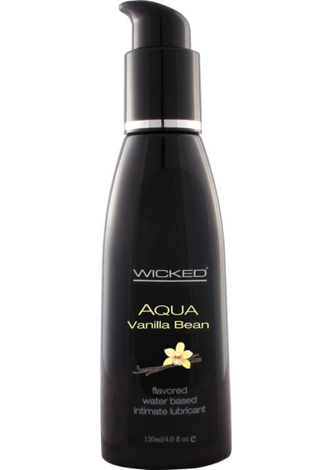 Wicked Aqua Flavored Water Based Lubricant Vanilla Bean 4 Ounce