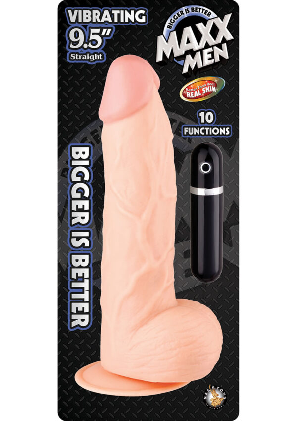 Maxx Men Straight Vibrating Dong Waterproof Flesh 9.5 Inch