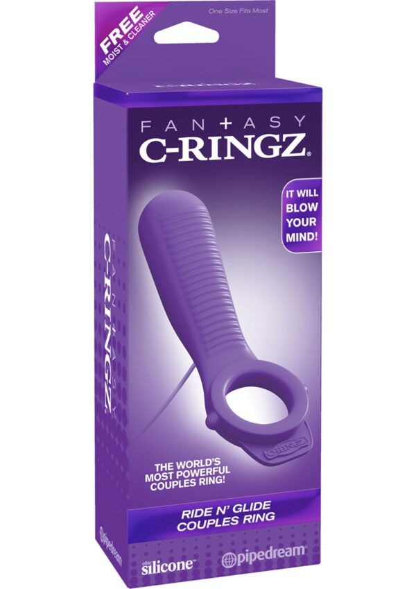 Fantasy C Ringz Ride N Glide Couples Ring Vibe Silicone Cockring Purple