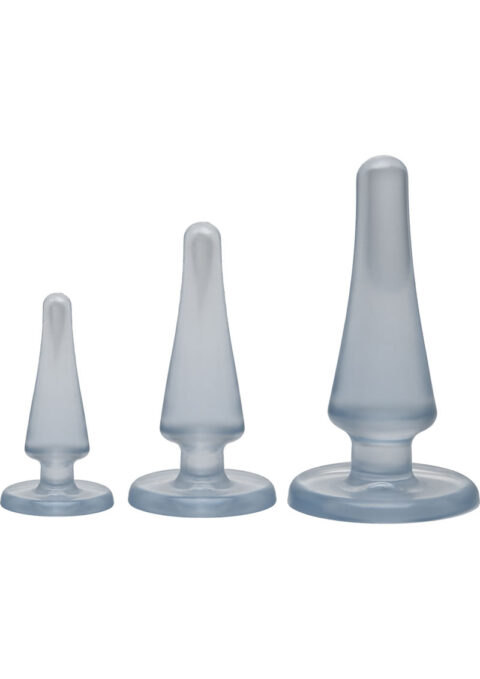 Crystal Jellies Anal Initiation Anal Plug Kit Clear 3 Sizes Per Set