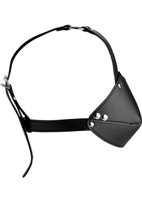 Strict Mouth Harness With Ball Gag Leather And Metal Black