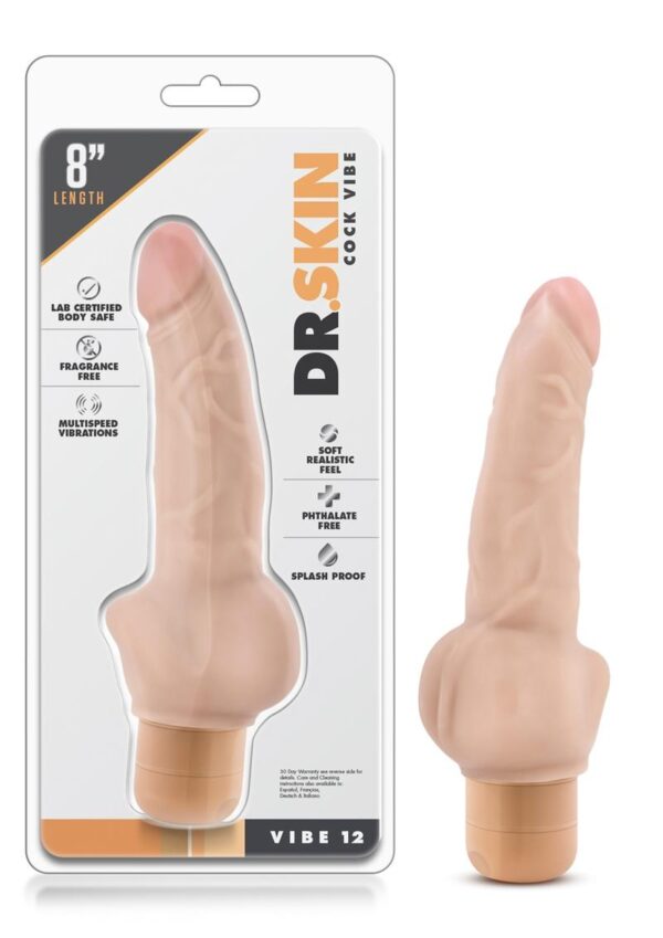 Dr. Skin Cock Vibe 12 Realistic Vibrator Showerproof Beige 8 Inch