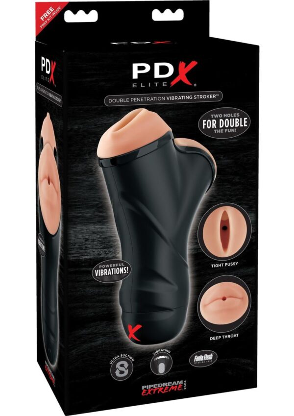 PDX Elite Double Penetration Vibrating Stroker