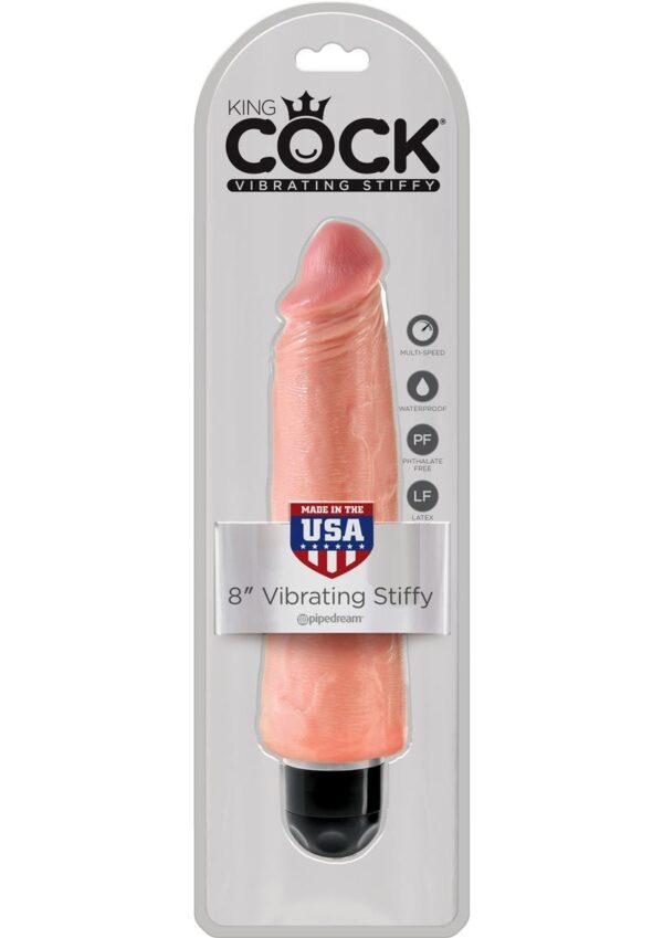 King Cock Vibrating Stiffy Realistic Dildo Waterproof Flesh 8 Inch