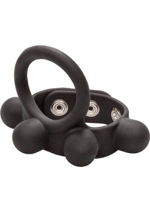 Large Weighted C-Ring Ball Stretcher Silicone Cockring Black