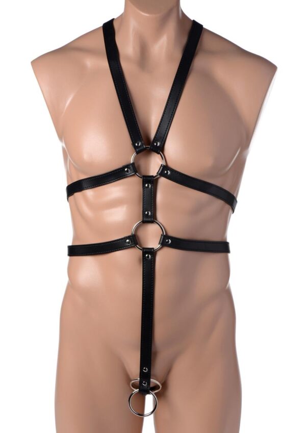 Strict Male Full Body Harness Adjustable Straps Black