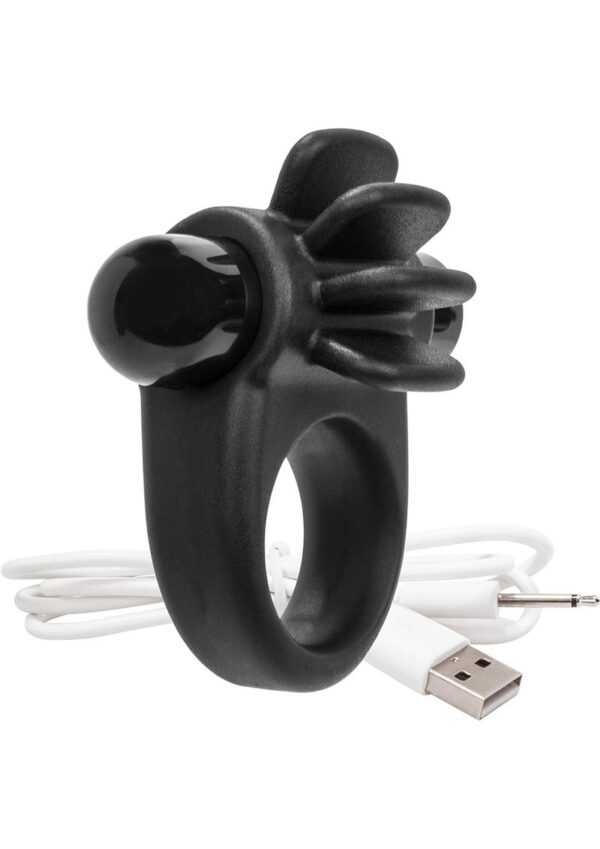 Charged Skooch Rechargeable Vibe Silicone Cock Ring Waterproof Black