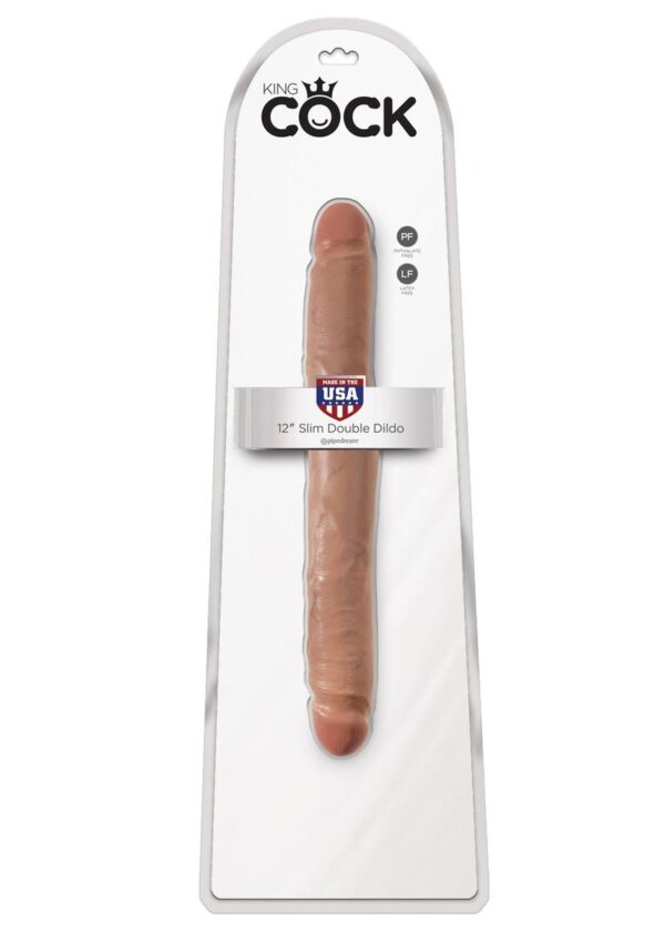 King Cock Slim Double Dildo Tan 12 Inch