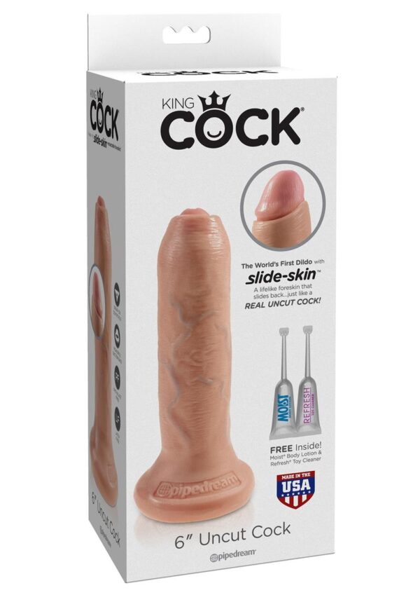 King Cock Uncut Cock Dildo 6 Inch Flesh