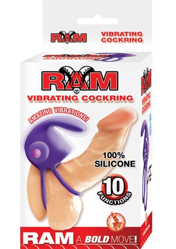 Ram Silicone Vibrating Cockring Waterproof Purple