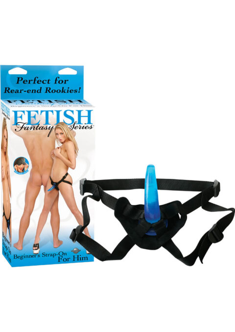 Fetish Fantasy Series Beginners Strap On For Him Jelly Dong Blue And Black 5.25 Inch