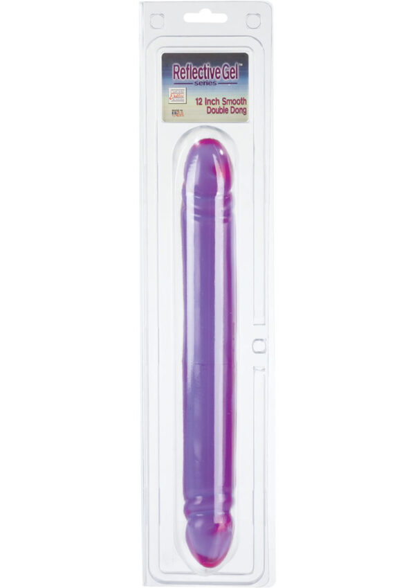 REFLECTIVE GEL SERIES SMOOTH DOUBLE DONG 12 INCH PURPLE