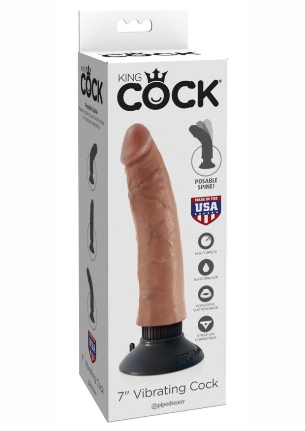 King Cock Vibrating Cock Waterproof Tan 7 Inches