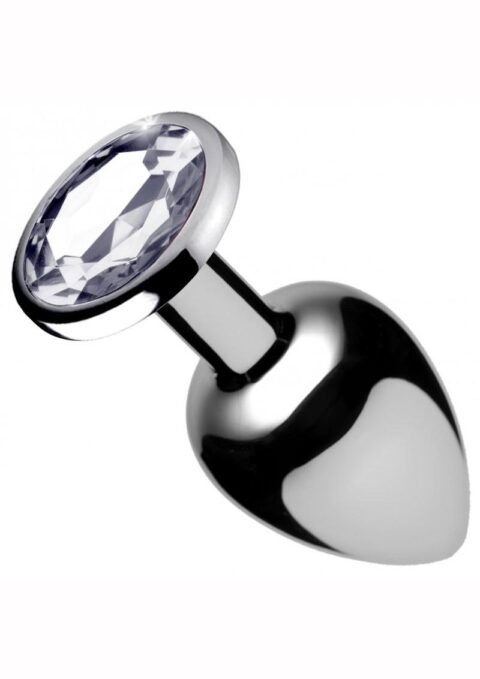 Booty Sparks Clear Gem Small Anal Plug Silver 2 Inches