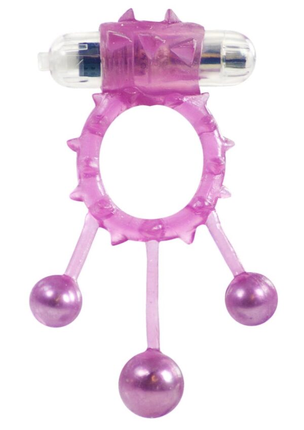 Linx Ball Banger Vibrating Cock Ring Textured Removable Bullet - Purple
