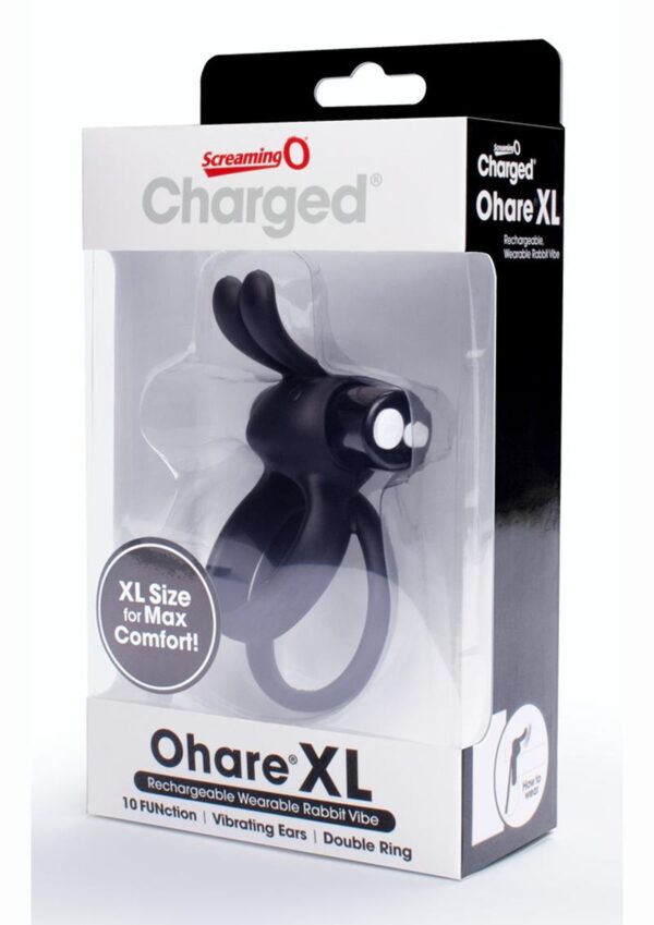 Charged Ohare XL Silicone USB Rechargeable Wearable Rabbit Vibe C-Ring Black (Individual)