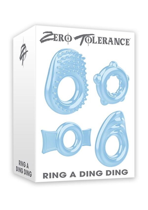 Zero Tolerance Ring A Ding Ding Cockring Set of 4 Rubber Waterproof Blue