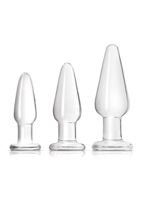 Crystal Tapered Trainer Kit Premium Glass Anal Plug Set - Clear