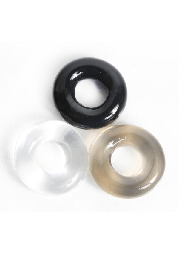 Bone Yard Triple Play Stackable Bulge Cock Rings Assorted Colors 3 Each Pack.