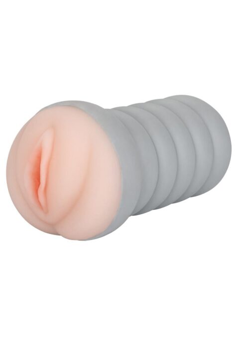 Ribbed Gripper Tight Pussy Dual Dense Textured Masturbator Stroker Ivory 6 Inches