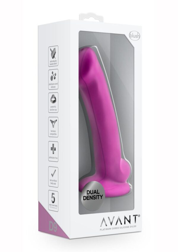 Avant D9 Ergo Mini Non Vibrating Dildo Silicone Suction Cup Base Harness Compatible Waterproof Violet