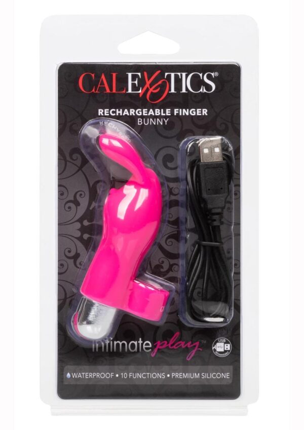 Intimate Play USB Rechargeable Finger Bunny Silicone Waterproof Pink 3.25