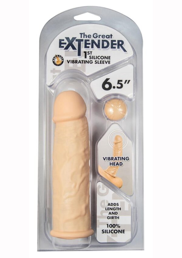 Great Extender 1st Silicone Vibrating Sleeve 6.5in - Vanilla