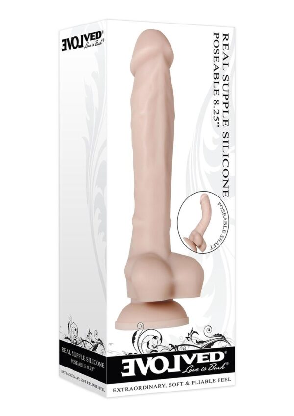 Real Suppler Poseable Dildo With Balls 8.25in - Vanilla