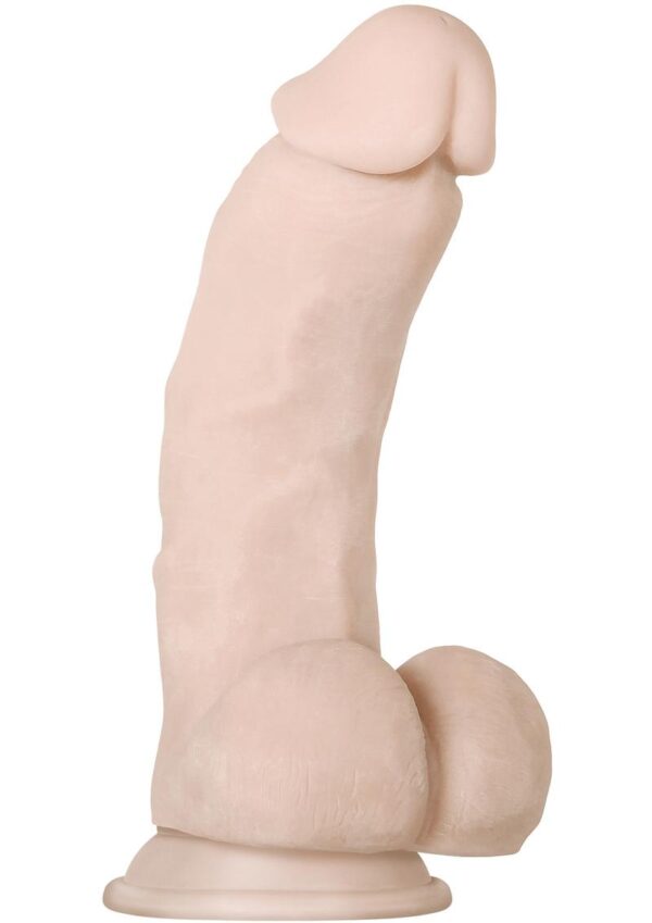 Real Supple Girthy Poseable Dildo With Balls 8.5in - Vanilla