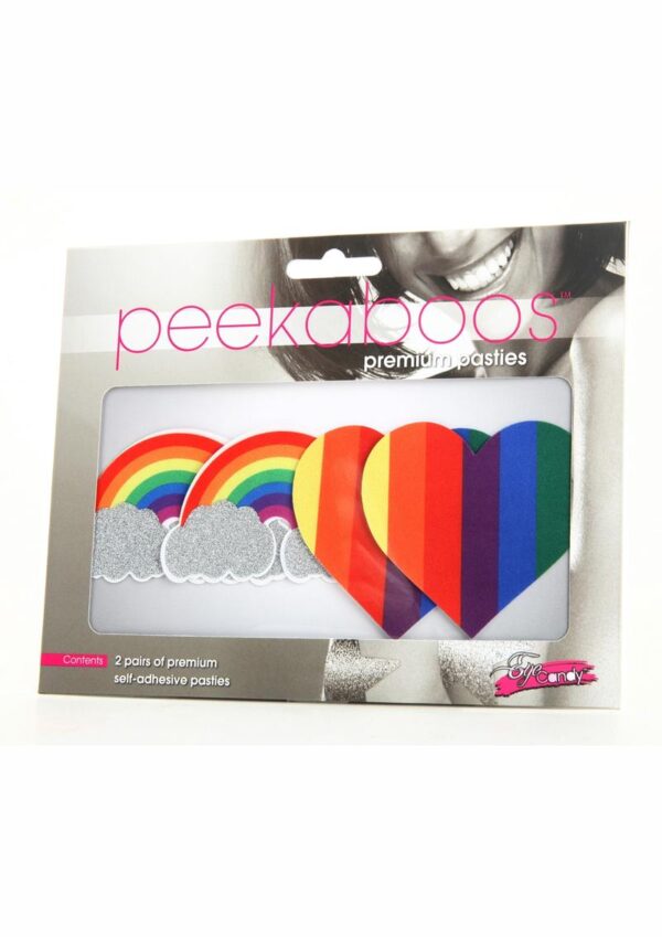 Peekaboo Pride Glitter Rainbows And Hearts Pasties - Rainbow