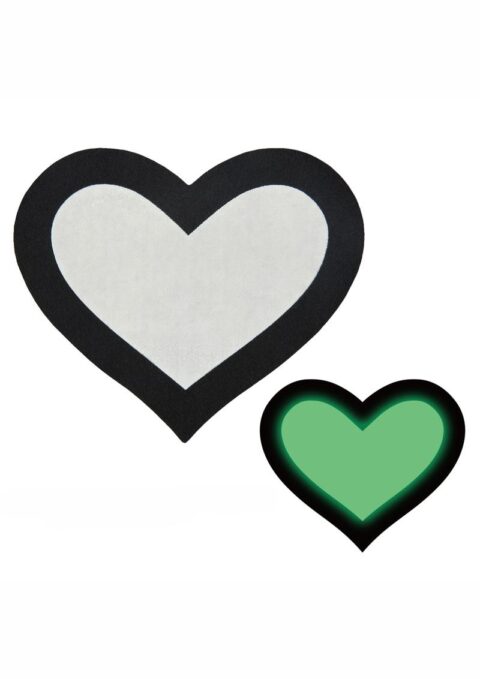 Peekaboo Glow In The Dark Hearts Pasties - Black/Green