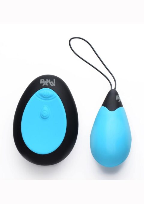 Bang 10X Rechargeable Silicone Vibrating Egg With Remote Control - Blue