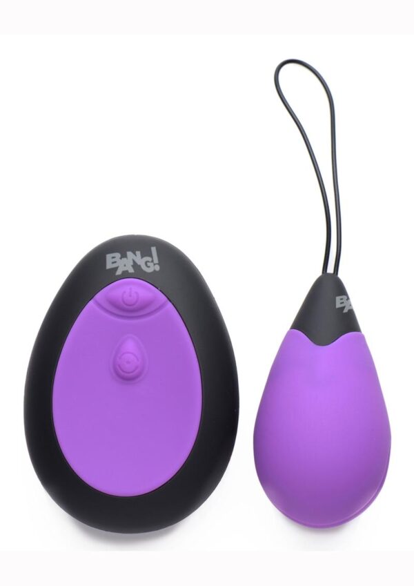 Bang 10X Rechargeable Silicone Vibrating Egg With Remote Control - Purple