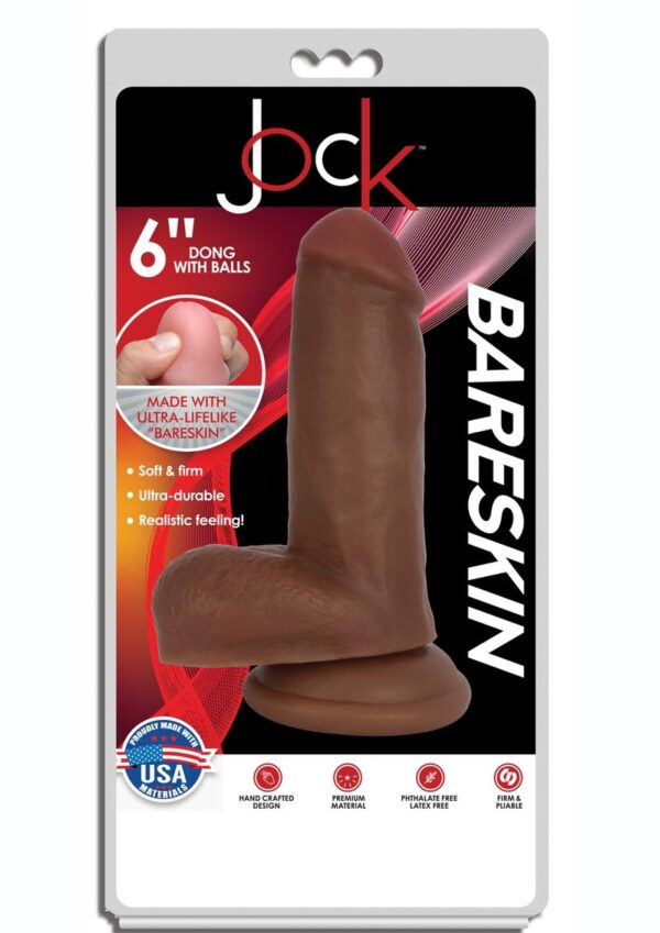 Jock Bareskin Realistic Dong With Balls 6in - Caramel