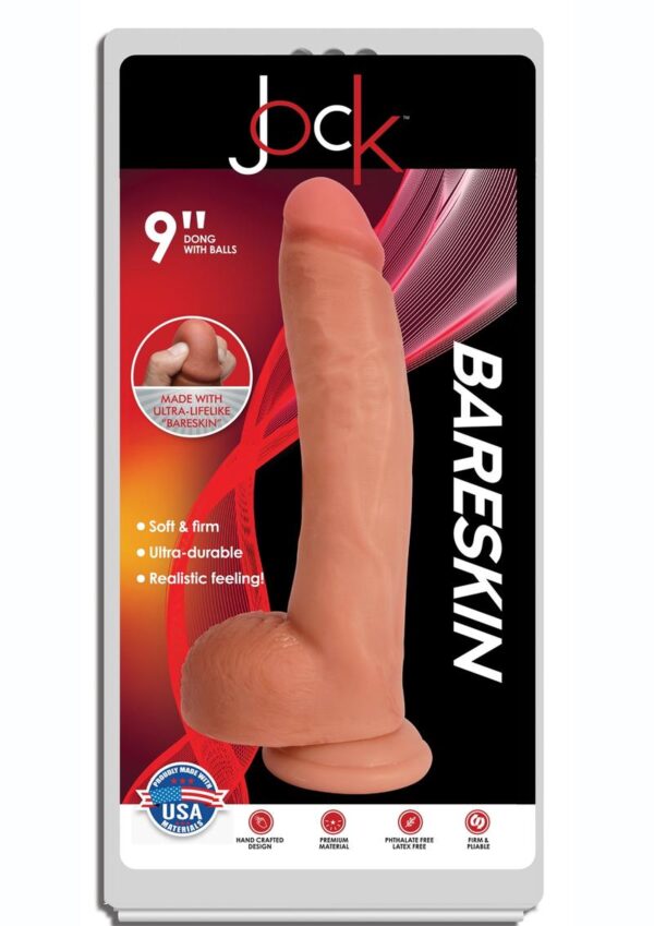 Jock Bareskin Realistic Dong With Balls 9in - Vanilla