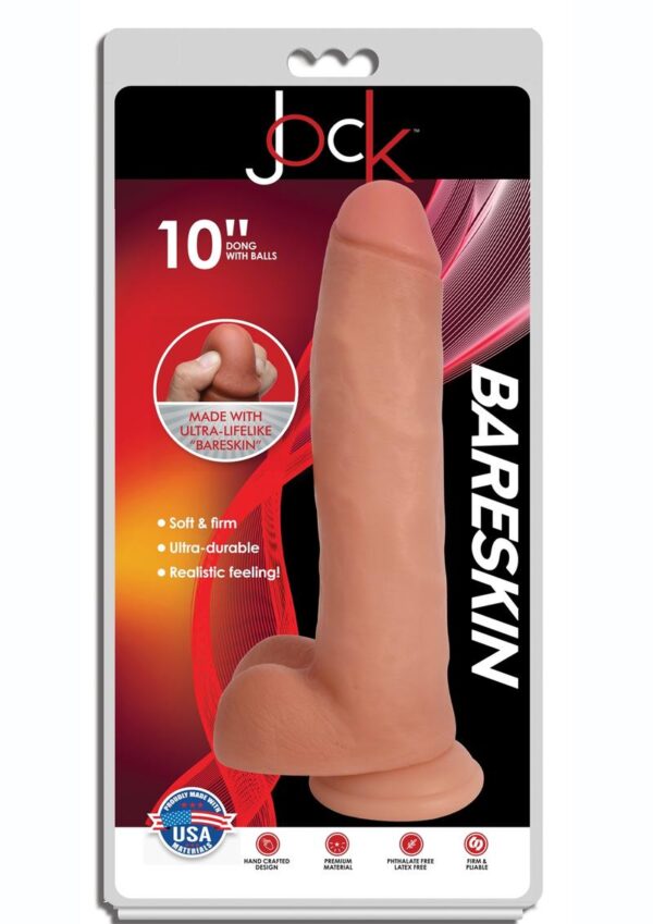 Jock Bareskin Realistic Dong With Balls 10in - Vanilla