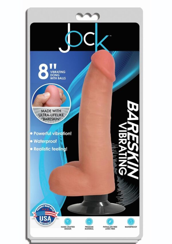 Jock Bareskin Realistic Vibrating Dong With Balls 8in - Vanilla