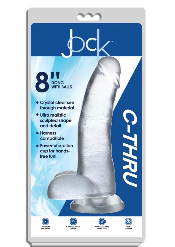 Jock C-Thru Realistic Dong With Balls 8 in - Clear