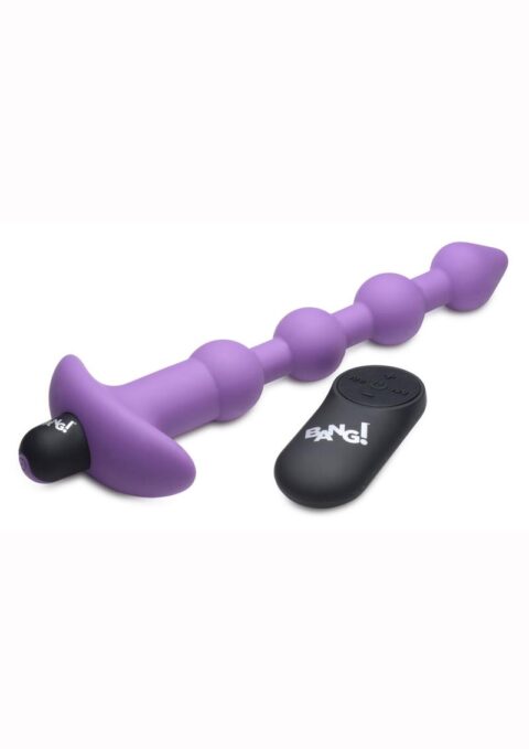 Bang! Vibrating Silicone Rechargeable Anal Beads With Remote Control - Purple