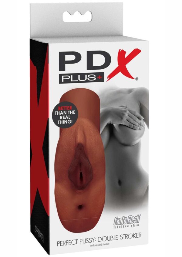 PDX Plus Perfect Pussy Double Stroker - Chocolate