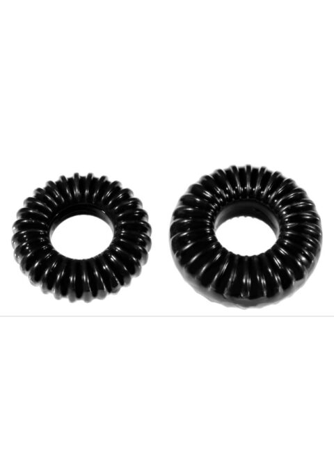 The Xplay Mixed Pack Ribbed Ring andamp; Ribbed Ring Slim (2 Pack) - Black