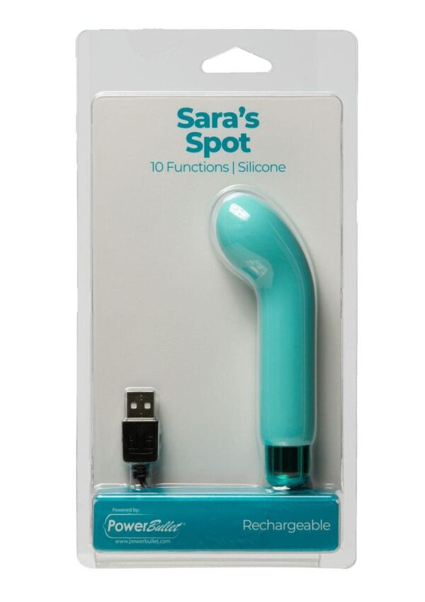 PowerBullet Sara`s Spot 10 Function Rechargeable Silicone Vibrating Bullet - Teal