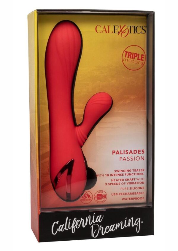 California Dreaming Palisades Passion Rechargeable Silicone Rabbit Vibrator - Red