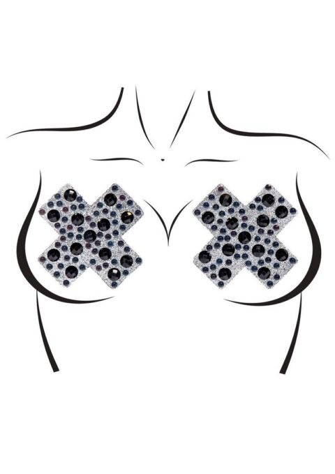Leg Avenue X Factor Adhesive Nipple Jewel Stickers - O/S - Black