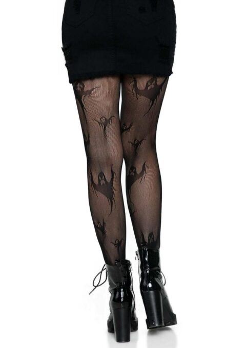 Leg Avenue Spooky Ghost Fishnet Tights - O/S - Black