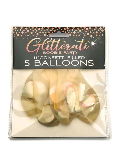 Glitterati Boobie Party Confetti Balloons (5 per Pack) - Assorted Colors